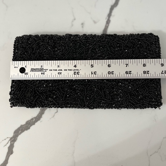Vintage La Regale Ltd Nlack Beaded Sequined Satin Evening Clutch Bag Hong Kong - Picture 10 of 11